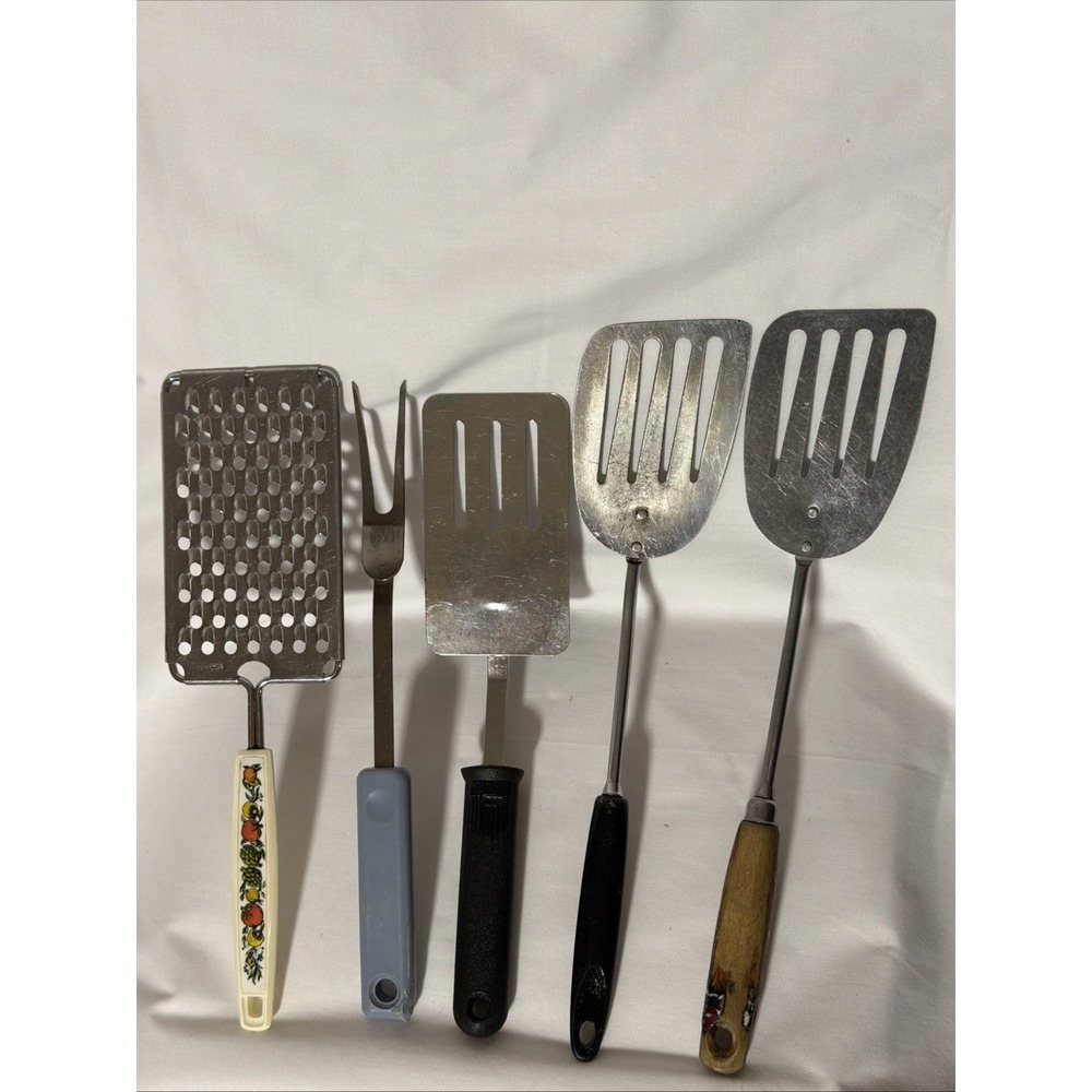 Lot Of 5 Vintage Kitchen Utensils Ekco Stainless Steel Spatulas USA